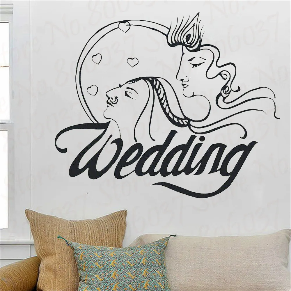 

Wedding Wall Sticker Home Decor Portrait For living room bedroom Wedding wallpaper Vinyl Mural Revocable WT010