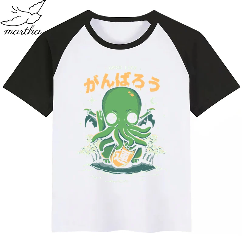 Детская футболка с Cthulhu принтом забавная мультипликационная кавай девочка Топ