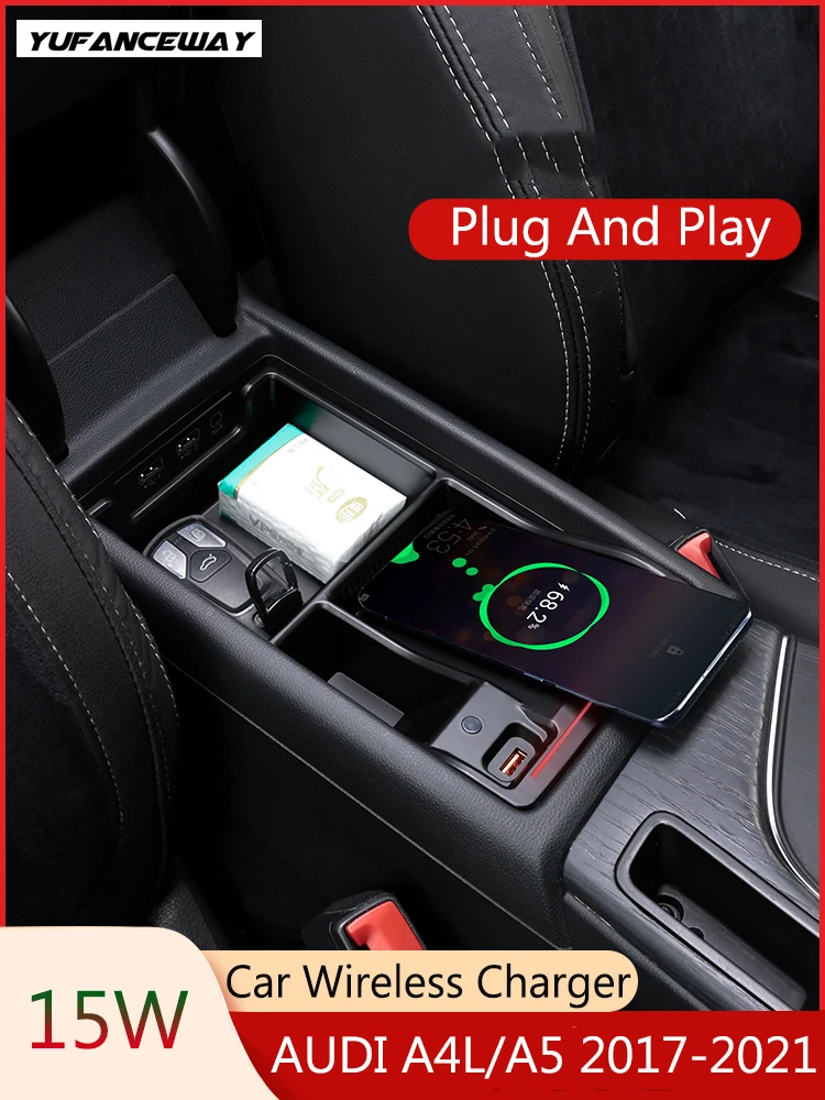15 Вт автомобильное беспроводное зарядное устройство для телефона Audi B9 A4L A5 S4 2017-2020