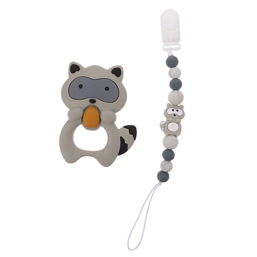 

Baby Teething Silicone Teether with Pacifier Clip Effective Pain Relief
