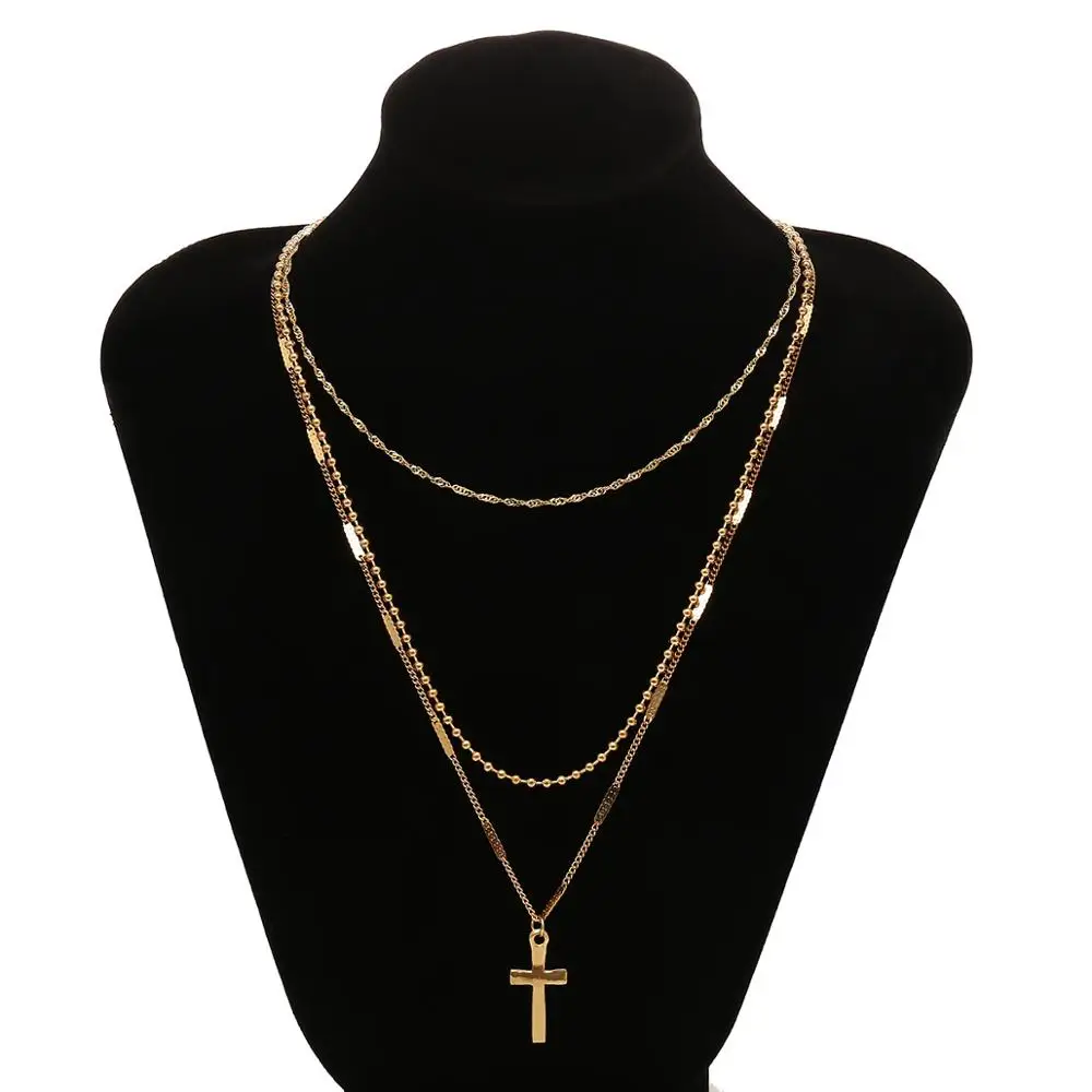 Women's Vintage Cross Multilayer Necklace Stylish and Simple Business Wild Clavicle Chain Jewelry | Украшения и аксессуары