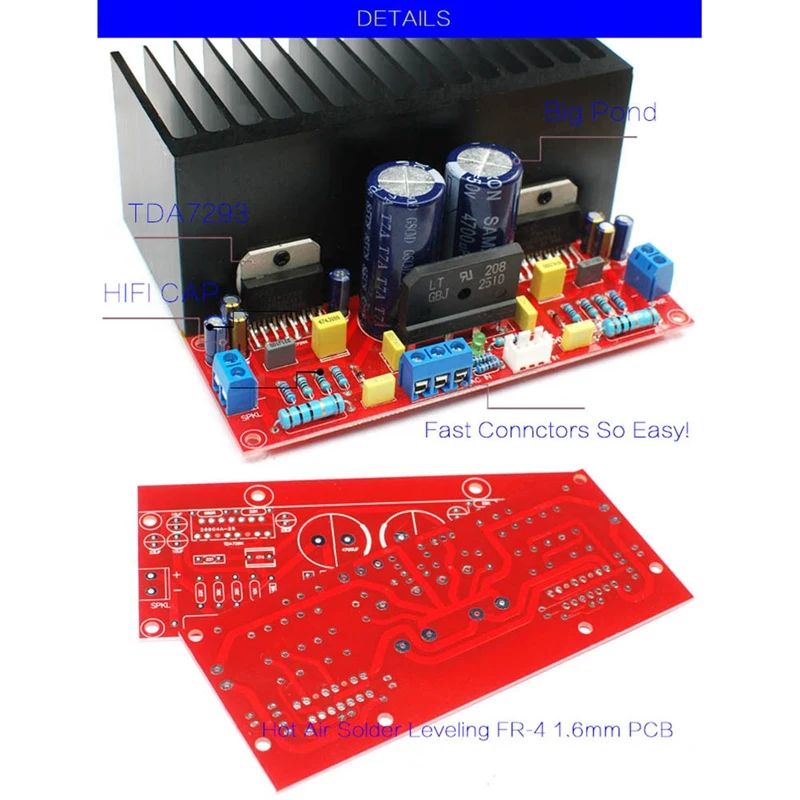 Dual AC12-32V 2 0 Channel TDA7293 100 + 100W HIFI стерео o Плата усилителя (готовый продукт) |