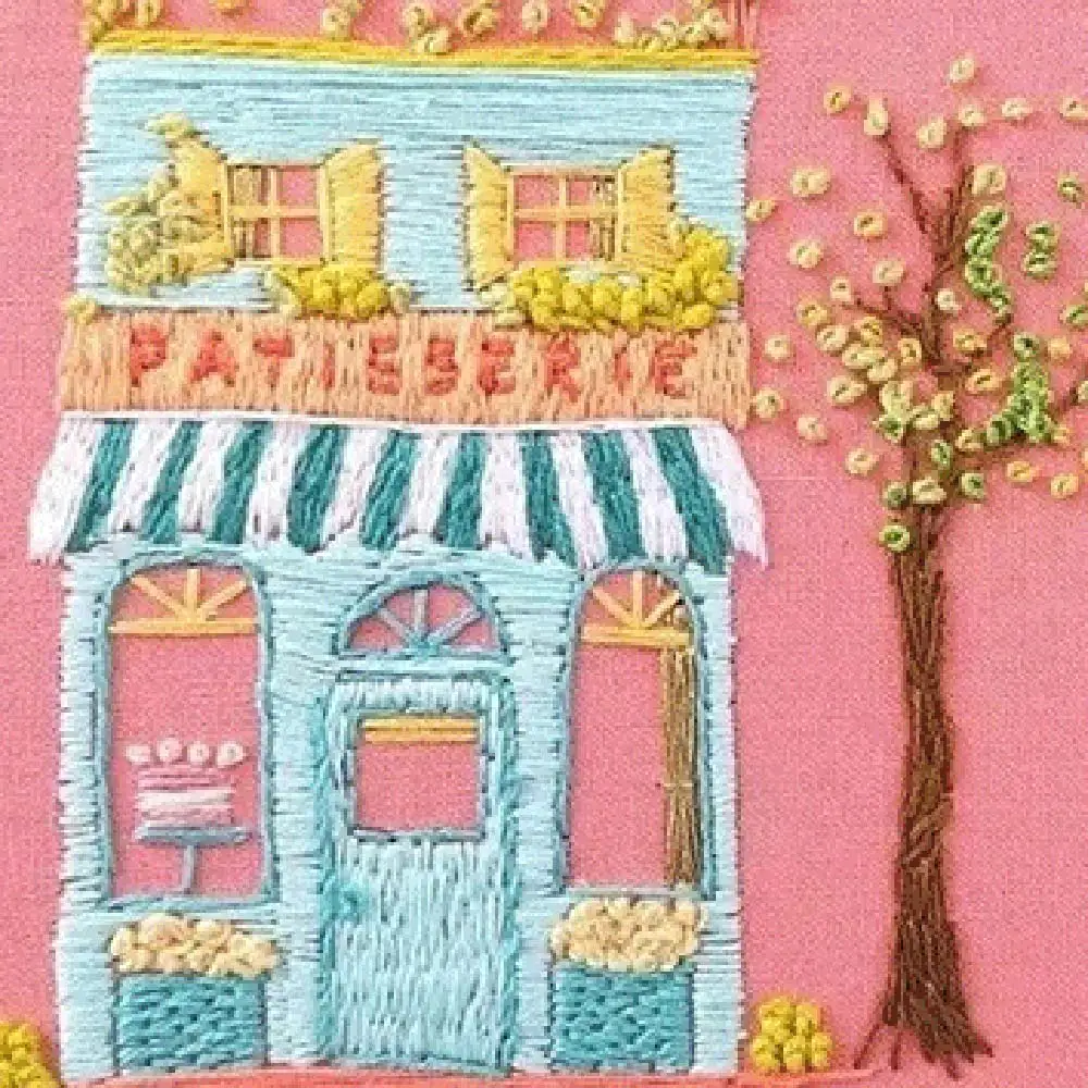 

2Sets Scenery Villa Lodge Pattern 3D Embroidery Knitting Kit DIY Cross Stitch Decor Paintings Needlework Fil Tools Material Pack