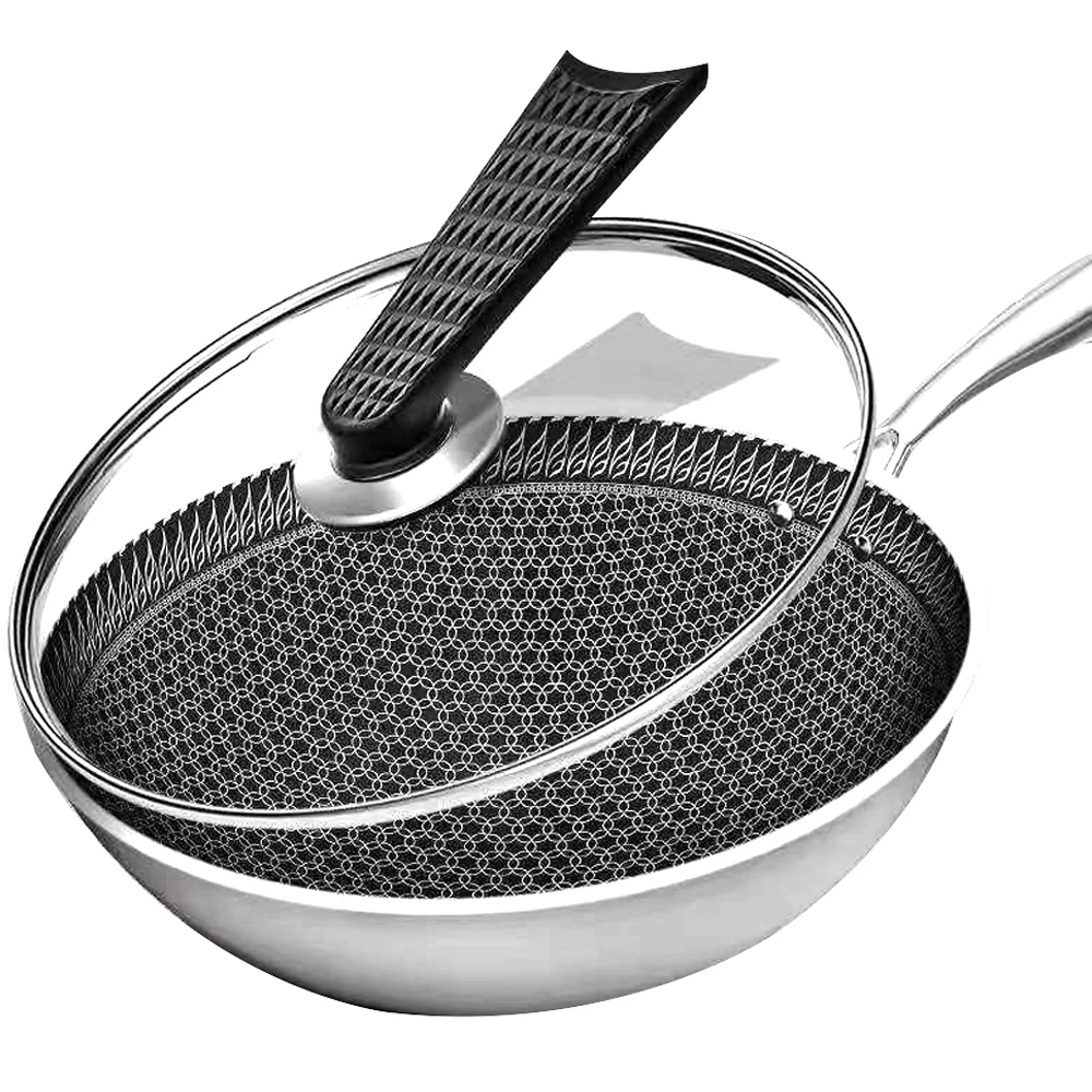 Антипригарный ВОК из нержавеющей стали 304 без масляного дыма покрытия домашний