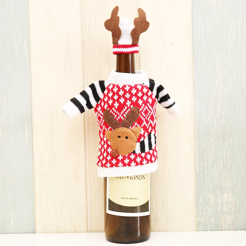 18x13CM Christmas Wine Bottle Decor Set Deer Cover Clothes Kitchen Decoration for New Year Xmas Dinner Party | Дом и сад