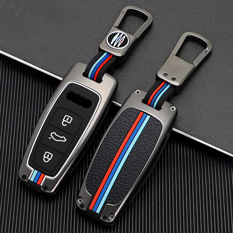 

For Audi A3 A4 B9 A6 C8 A7 S7 4K A8 D5 S8 Q7 SQ7 Q8 SQ8 2018 2019 2020 2021 Accessories Color Bar Zinc Alloy Car Key Cover Case