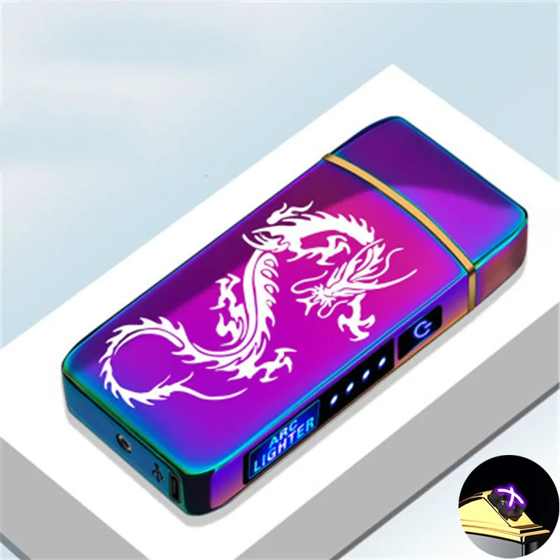 

Windproof Flameless Electric Dual Arc Lighter Rechargeable Plasma USB Lighters for Smoking Cigarette Accessories Men Gifts