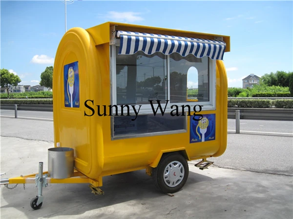 

220cm mobile food trailer food cart food truck/ice cream truck/mobile snack food carts for sale with free shipping