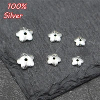 20pcs 925 sterling silver color accessories jewelry diy gasket flower tray flower hat handmade beads bracelet spacer
