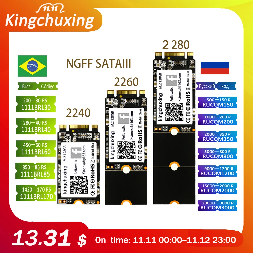 

Kingchuxing ssd m2 SATA M.2 NGFF SSD 240 GB 2280mm Hard Drive Disk 1TB 120GB 128GB 256GB For Laptops Desktop Solid State Drive