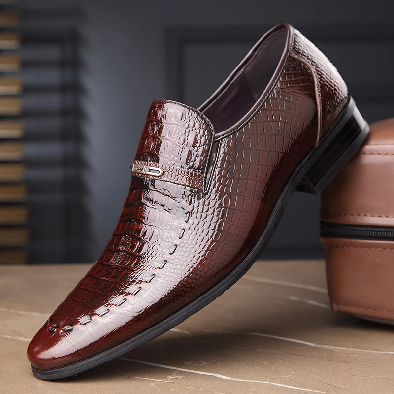 Туфли мужские из натуральной кожи с острым носком на 6 см | Обувь