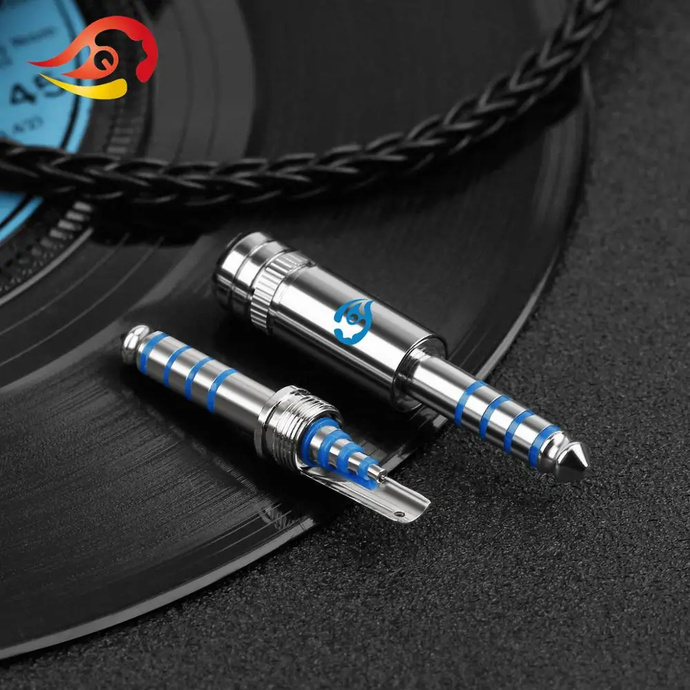 QYFANG Aurora 4.4mm 5 Pole Rhodium Plated Beryllium Copper Earphone Plug Headset Audio Jack Wire Connector Blue Metal Adapter |