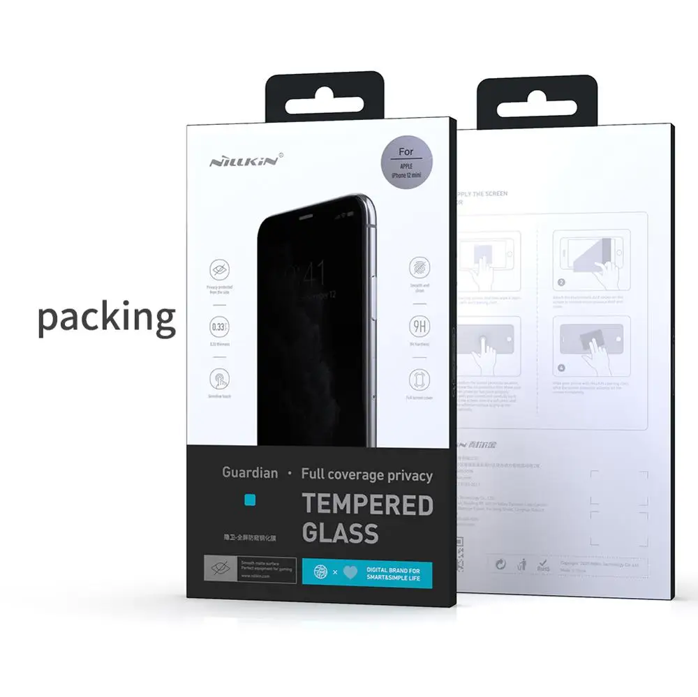 nillkin anti spy tempered glass for iphone 12 mini 12 pro max glass screen protector anti glare privacy full coverage glass free global shipping