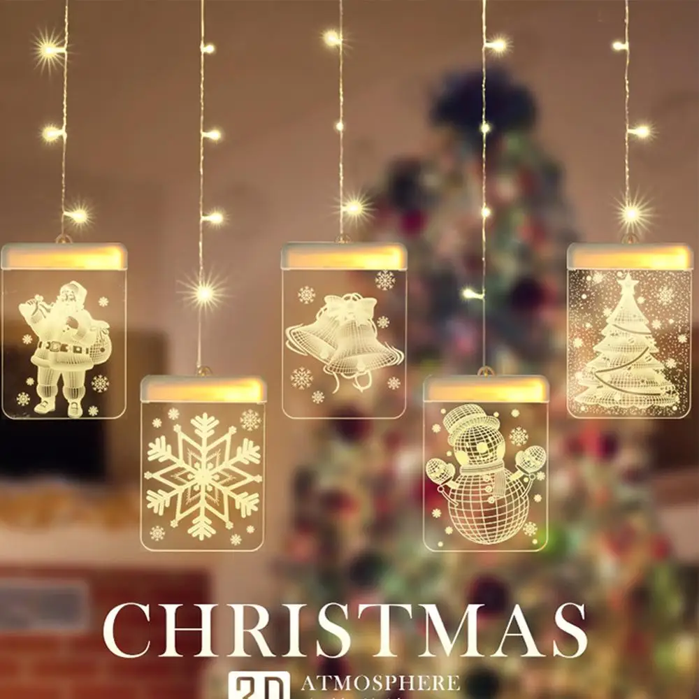 Акриловый Рождественский светодиодный ночсветильник прямоугольный 3D