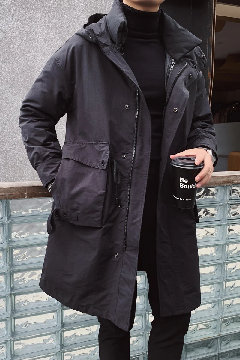 

High Quality Fashion Removable Liner Hooded Winter Jackets Men Clothing 2020 80% Gray Duck Down Outwear Long Coats Warm 3XL-M