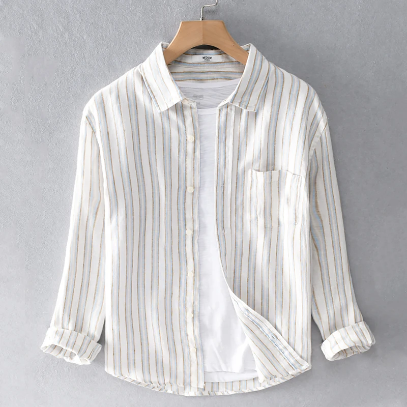 

Рубашка мужская с длинным рукавом, в полоску, белая