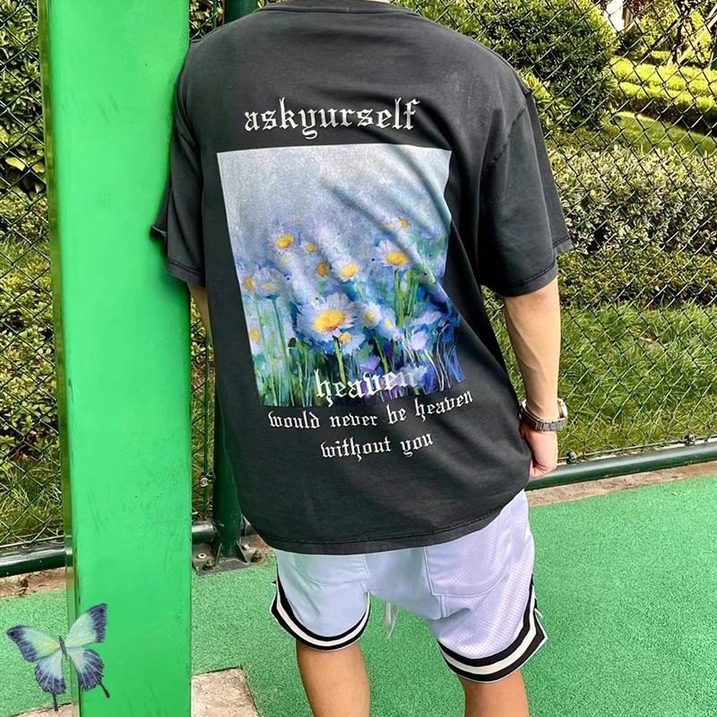 

Askyurselft T-shirt Watercolor Painting Men Women Casual T Shirt ASK Tee Floral Chrysanthemum Daisy Print