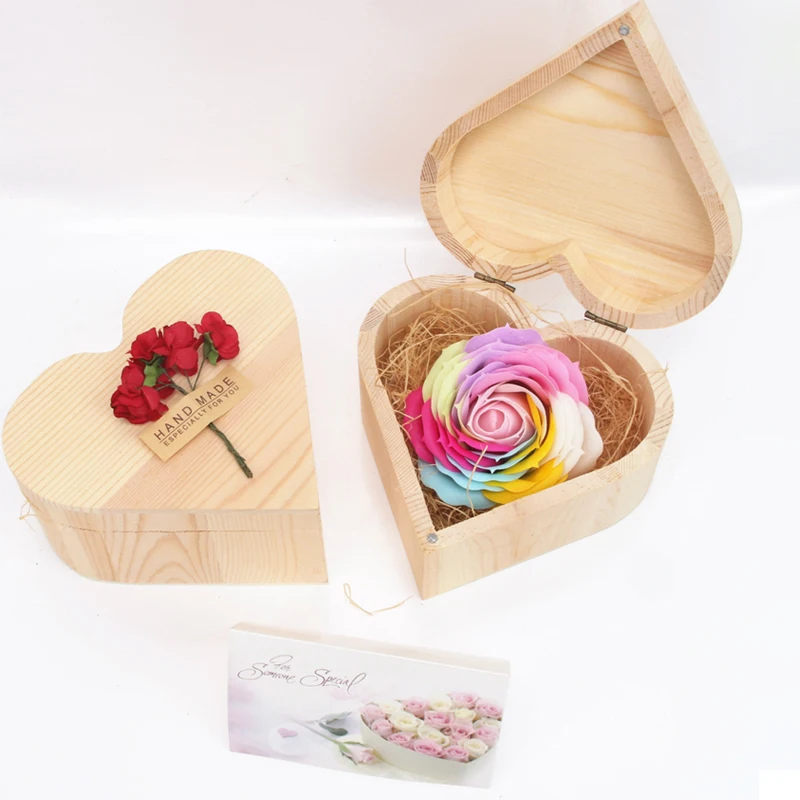 Светящееся мыло роза с деревянной коробкой имитация вечности цветок Радуга день