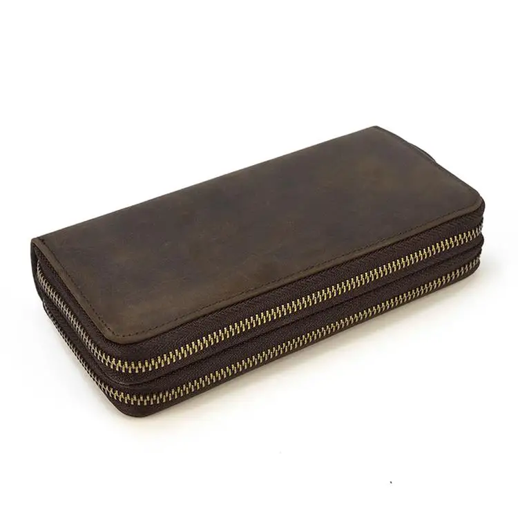 Design2 Dark Brown MAHEU, Большой Вместительный мужской кошелек из натуральной кожи, мужской кошелек, кошелек, много слотов для карт, кожаный кошелек с ремешком на запястье, черный - Цвет: Design2 Dark Brown