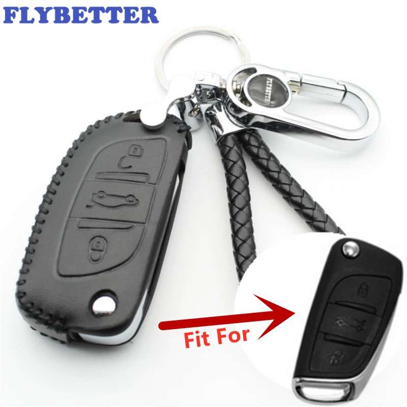 Флип чехол FLYBETTER для Citroen DS3/DS4/DS5/DS6/C4/C5 из натуральной кожи с 3 кнопками Peugeot 408/3008/607