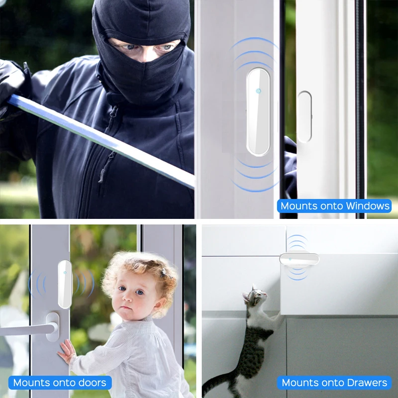 

Tuya Smart Magnetic Alarm Detector Independent Magnetic Sensor WiFi Door Window Sensor Door Smart Life APP Smart Home Control