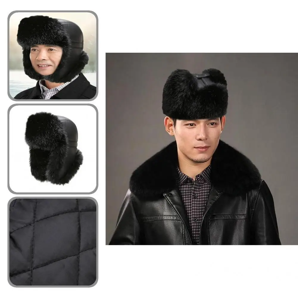 

Useful Bomber Hat Tear Resistant Winter Trooper Trapper Hat Russian Style Winter Hats for Men Ear Flap Hats