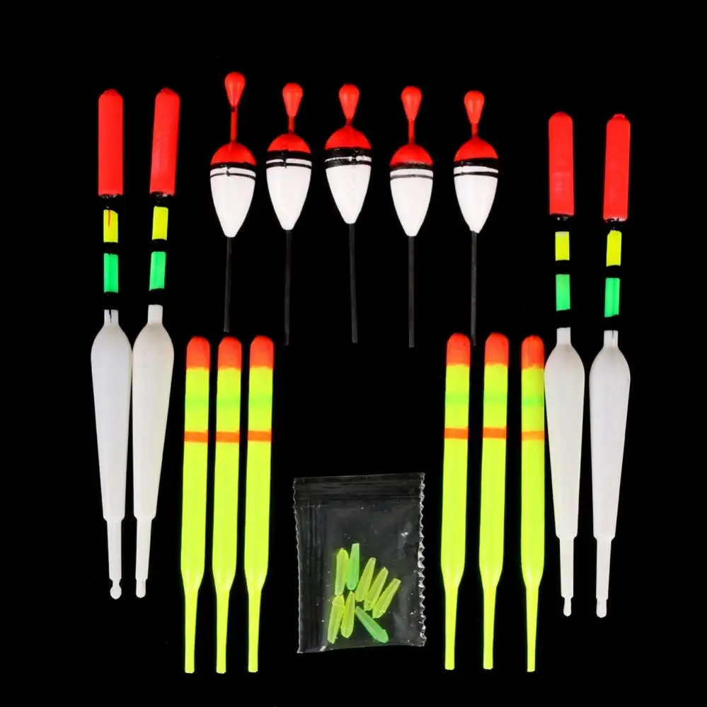 

15pcs Vertical Buoy Sea Fishing Floats Assorted Size for Most Type of Angling with Attachment Rubbers Fishing Lures Accessories