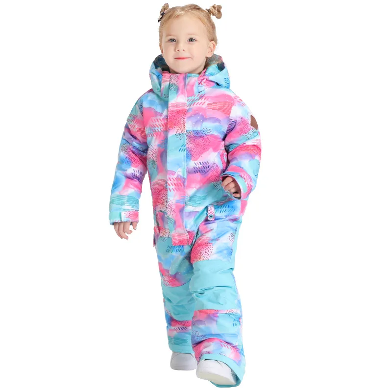 picture jumpsuit Детский комбинезон для мальчиков и девочек; зимний костюм; одежда для сноубординга; ветрозащитная Водонепроницаемая дышащая Спортивная одежда для улицы; лыжный комплект;-30 - Цвет: picture jumpsuit