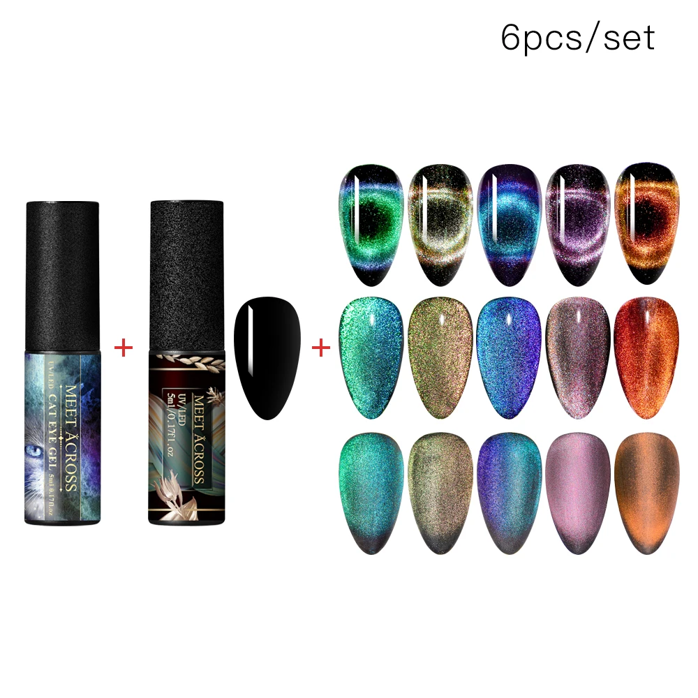 MEET ACROSS 5 мл 9D Гель-лак для ногтей с эффектом кошачий глаз установить Магнитный