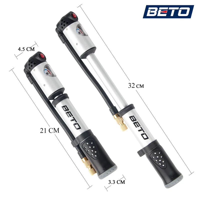 

BETO 300psi Mini Pump Tire Fork Air Inflator Portable Hand Bike Pump Hose With Gauge 300 Psi High Pressure Bicycle Pump MP-036