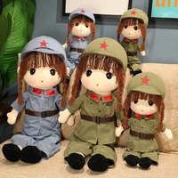 90cm kawaii plush girl dolls with red army clothes soft stuffed dolls lovely plush toys girl toys kids birthday valentine gifts