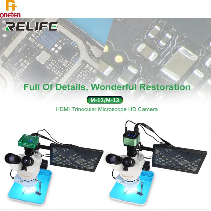 Relife микроскоп Ультра HD камера HDMI Тринокулярный USB 3800 Вт 4800 M 12 13 для телефона