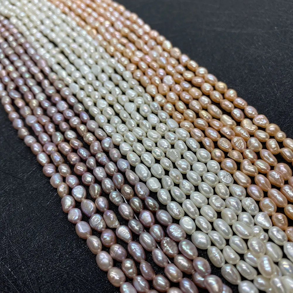 

Irregular Shape Natural Freshwater Pearl Beads Necklace Bracelet Earrings Accessories Loose Beads DIY Jewelry Making Women 4.2mm