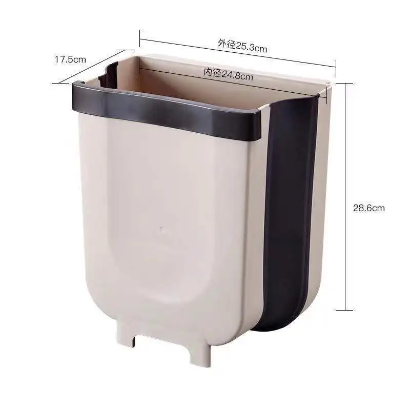 

YIGUISI TikTok Wall Mounted Folding Waste Bin Kitchen Cabinet Door Hanging Trash Bin Garbage Car Trash Can Cleaning Tools
