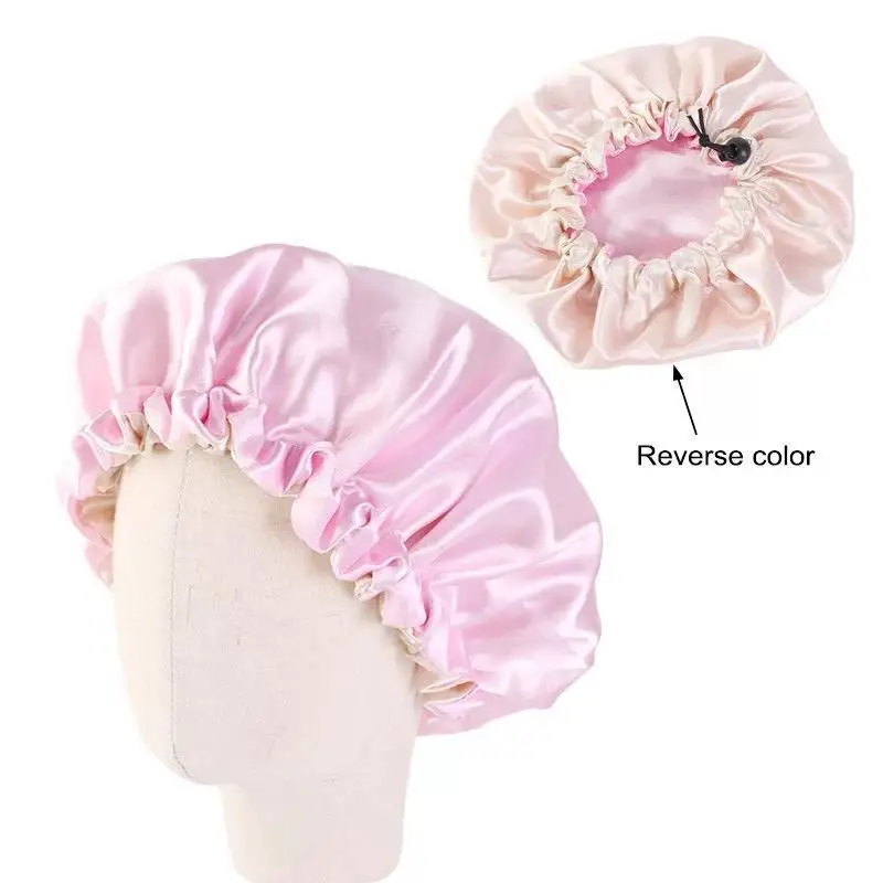 

9 Colors Fashion Kids Bonnet Satin Baby Girl Satin Night Hair Care Double Layer Soft Head Cover Wrap Beanies Toddler Sleep Caps