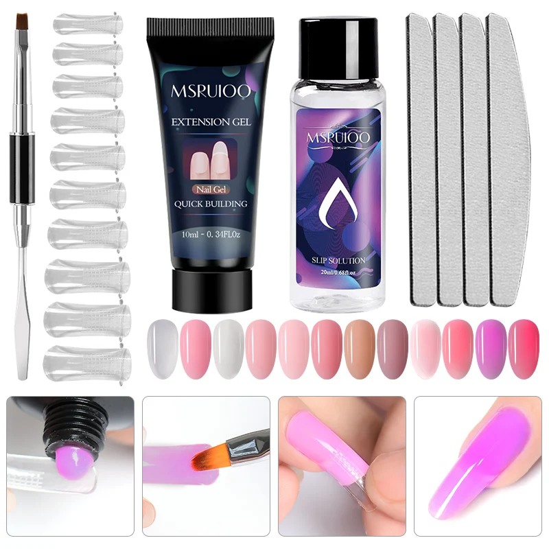 Набор для наращивания ногтей MSRUIOO 10 мл цвет: розовый белый прозрачный Кристальный
