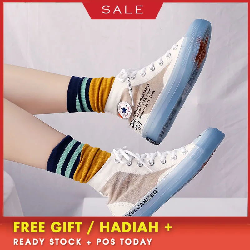 Женские высокие кроссовки унисекс стильные трендовые с прозрачной подошвой и