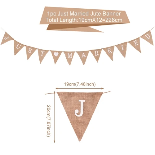 1pcs just married 1 FENGRISE 2 м лента из натуральной джутовой мешковины деревенское свадебное украшение винтажный шпагат кружева джутовая веревка DIY Свадебные и вечерние принадлежности - Цвет: 1pcs just married 1