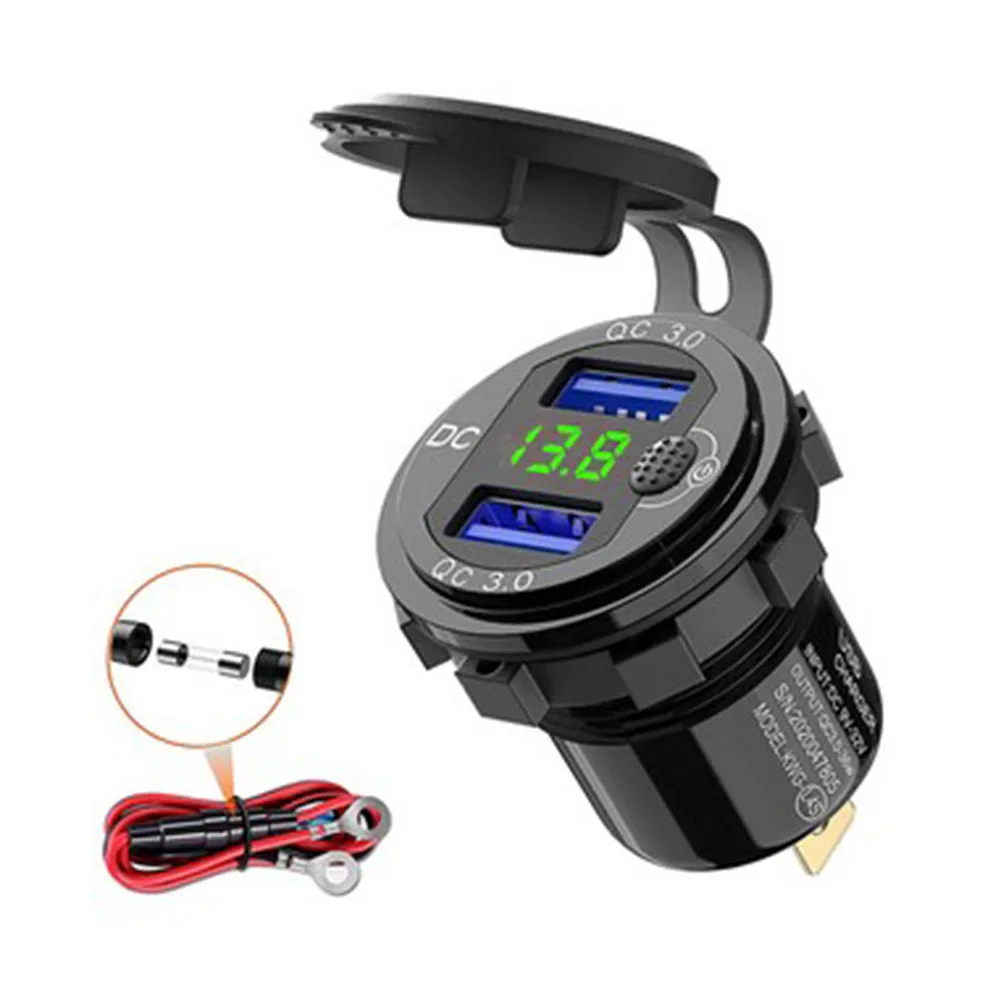 

Dual USB Fast Charger Charger For Car Green LED Motorcycle Accessories