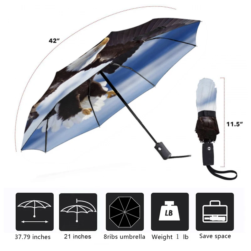 Креативная картина с орлом автоматический мини Зонт от дождя для женщин