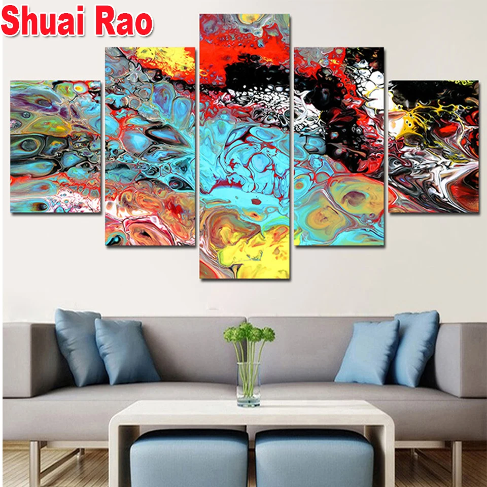 

Мульти-панель, алмазная живопись, великолепные цветные картины, вышивка, рукоделие, мозаика, полные квадратные сверла, 5 панелей, s Декор