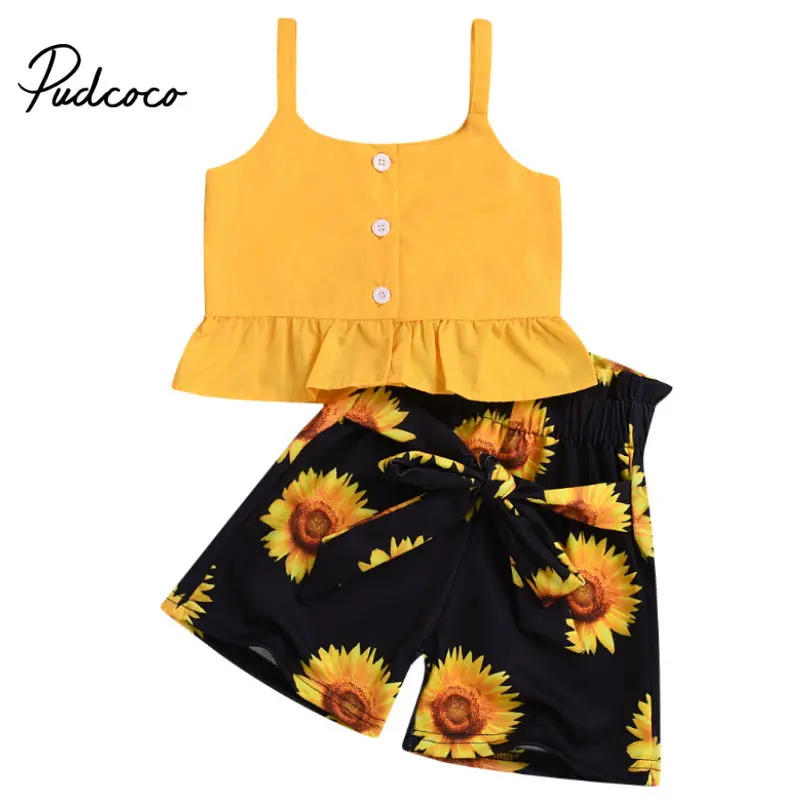 Комплекты для девочек pudcoco Новинка весна-лето детская Однотонная футболка без