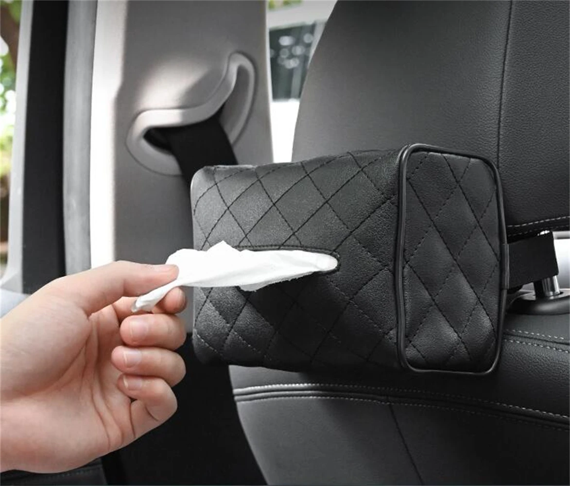 

Universal Car Armrest Leather Tissue Box Cover Paper Car Seat Back Home Napkin Holder Case