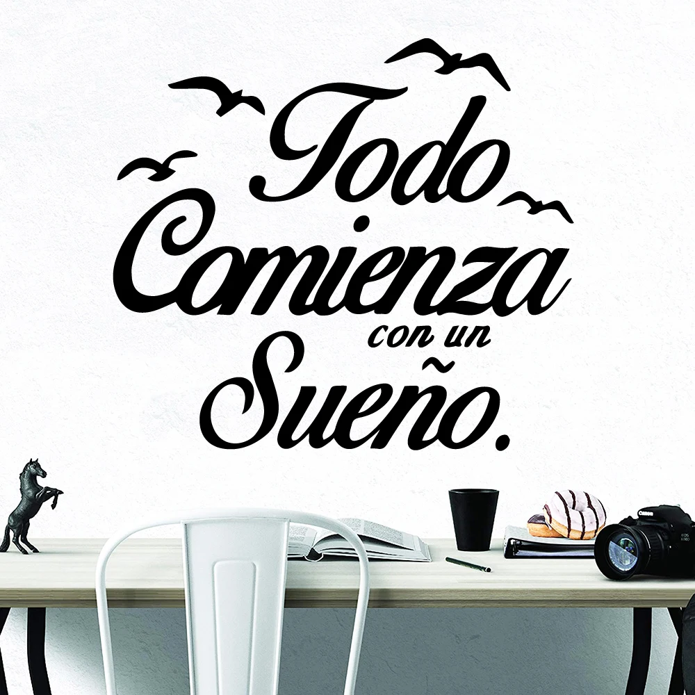 

Modern Spanish Sentence Wall Art Decal Wall Art Sticker For Office Room Murals vinyl Stickers Bedroom Wall Decals