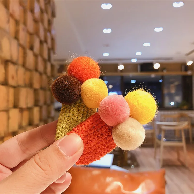 Модные милые заколки-пряжки с помпоном 24 шт. шпильки для волос заколки головной