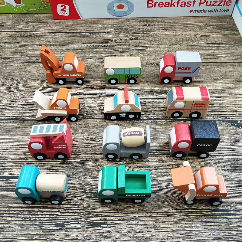 Building block car model 12pcs cars airplane transport shape children wood cute toy | Игрушки и хобби