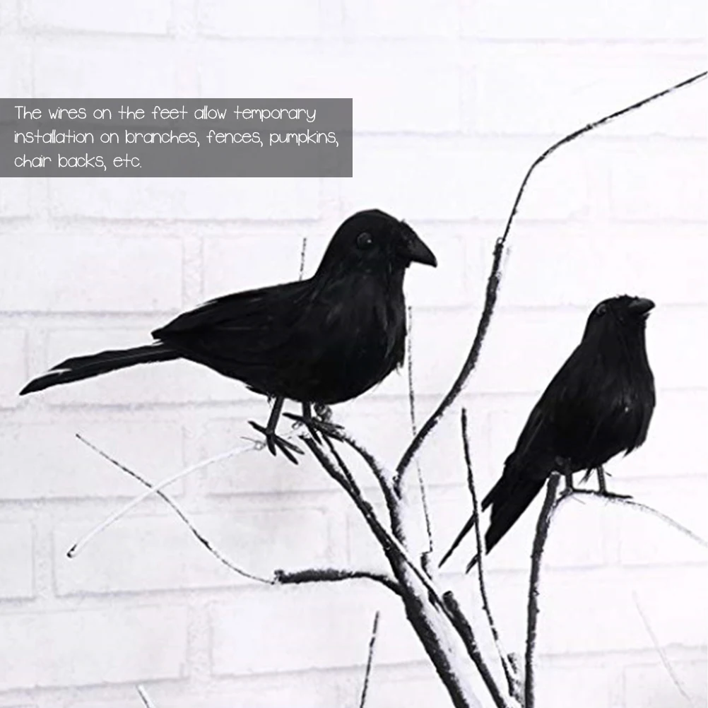 2 шт. черные вороны реквизит Хэллоуин реалистичные орнамент из пены страшное