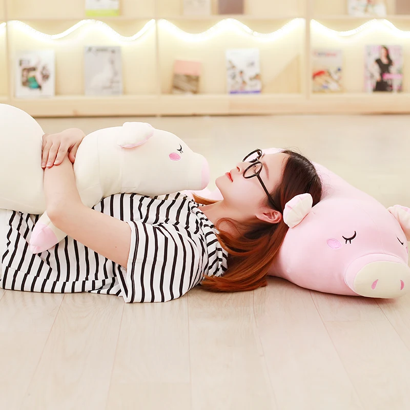 Новая милая мягкая Копилка 35-85 см плюшевая игрушка лежа ленивая свинья