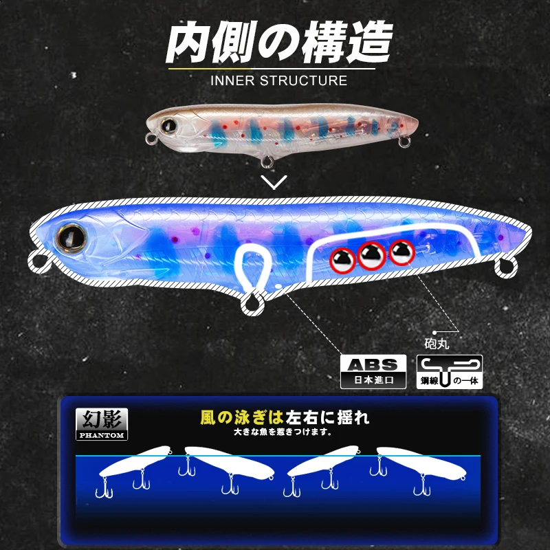 Фото D1 Fishing Topwater карандашные приманки 110 мм 19,2 г искусственные плавающие воблеры с твердой поверхностью приманки для рыбы для 1 рублевого рибола ... №3