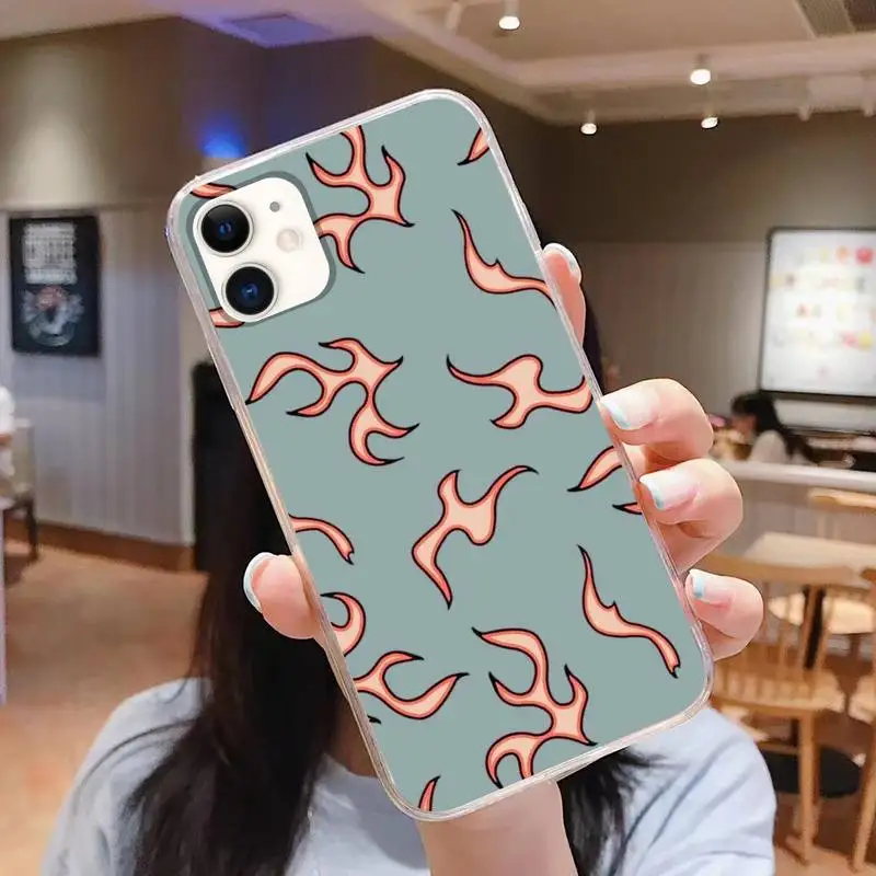 

Repeating spikes fire Phone Case For iphone 5s 6 7 8 11 12 plus xsmax xr pro mini se Transparent Cover Fundas Coque